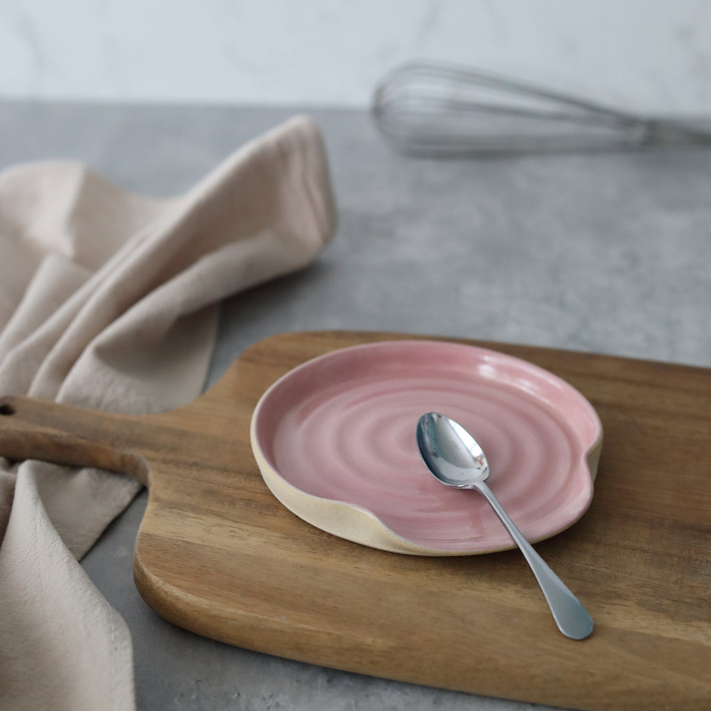 Handmade Blush Stoneware Spoon Rest