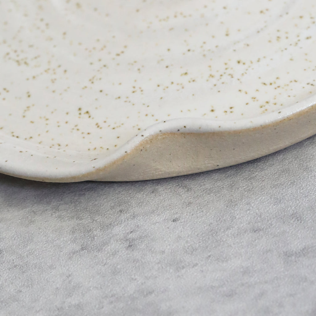 Handmade Pepper White Stoneware Spoon Rest