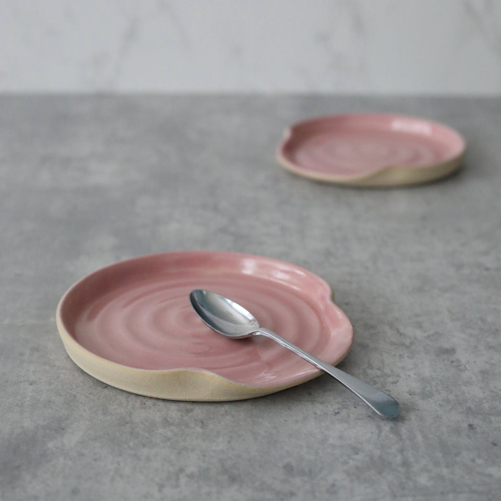 Handmade Blush Stoneware Spoon Rest