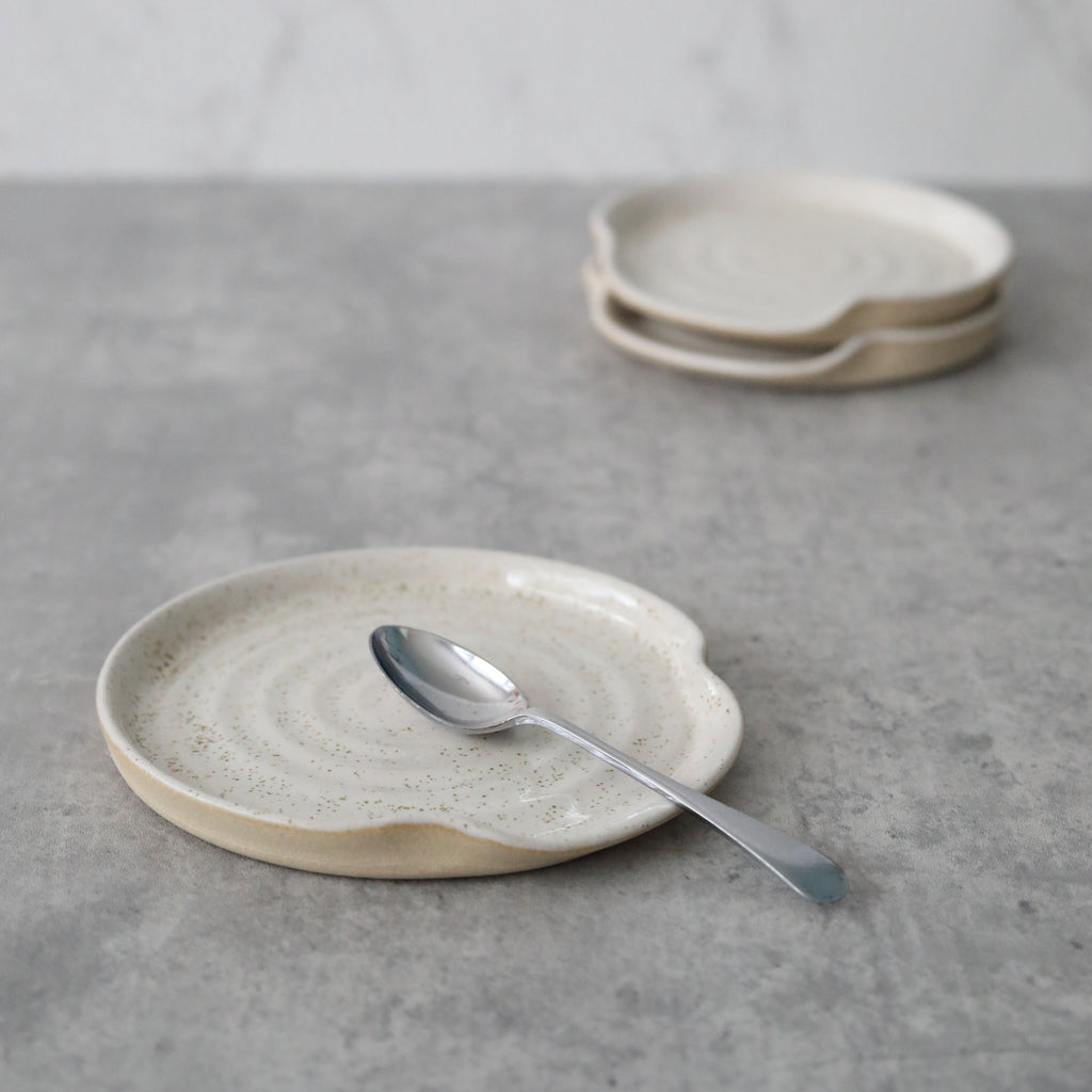 Handmade Pepper White Stoneware Spoon Rest