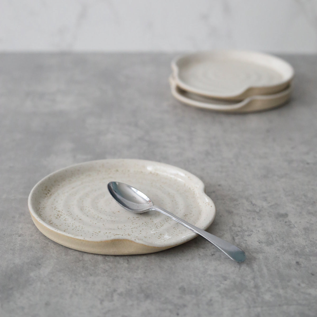 Handmade Pepper White Stoneware Spoon Rest