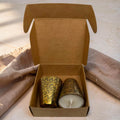 Engraved Brass Shot Glass Candle Set - Wild Honey Tobacco