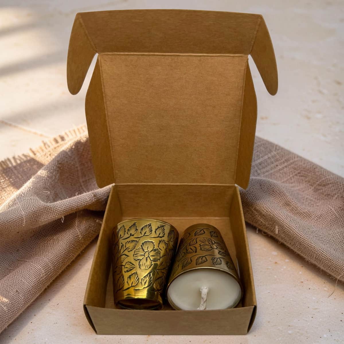 Engraved Brass Shot Glass Candle Set - Wild Honey Tobacco